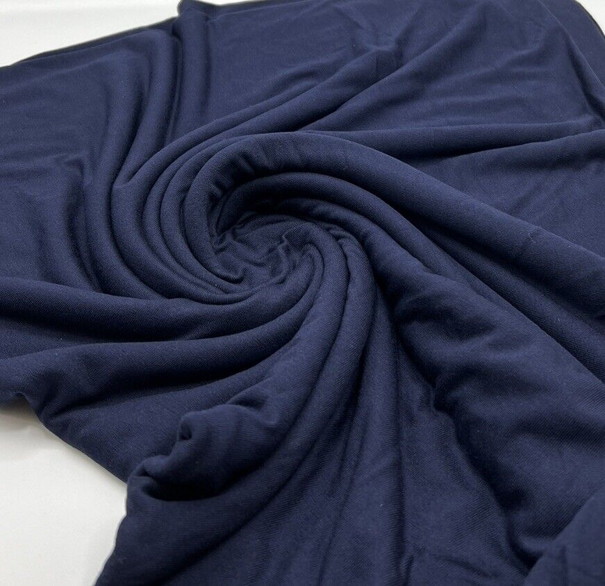 Plain Navy Viscose Elastane Fabric 4 Way Stretch Jersey - T9 Fabrics