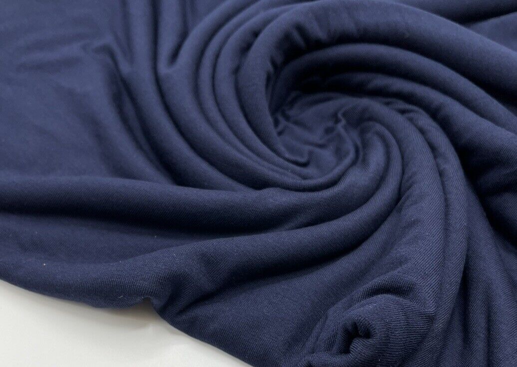 Plain Navy Viscose Elastane Fabric 4 Way Stretch Jersey - T9 Fabrics