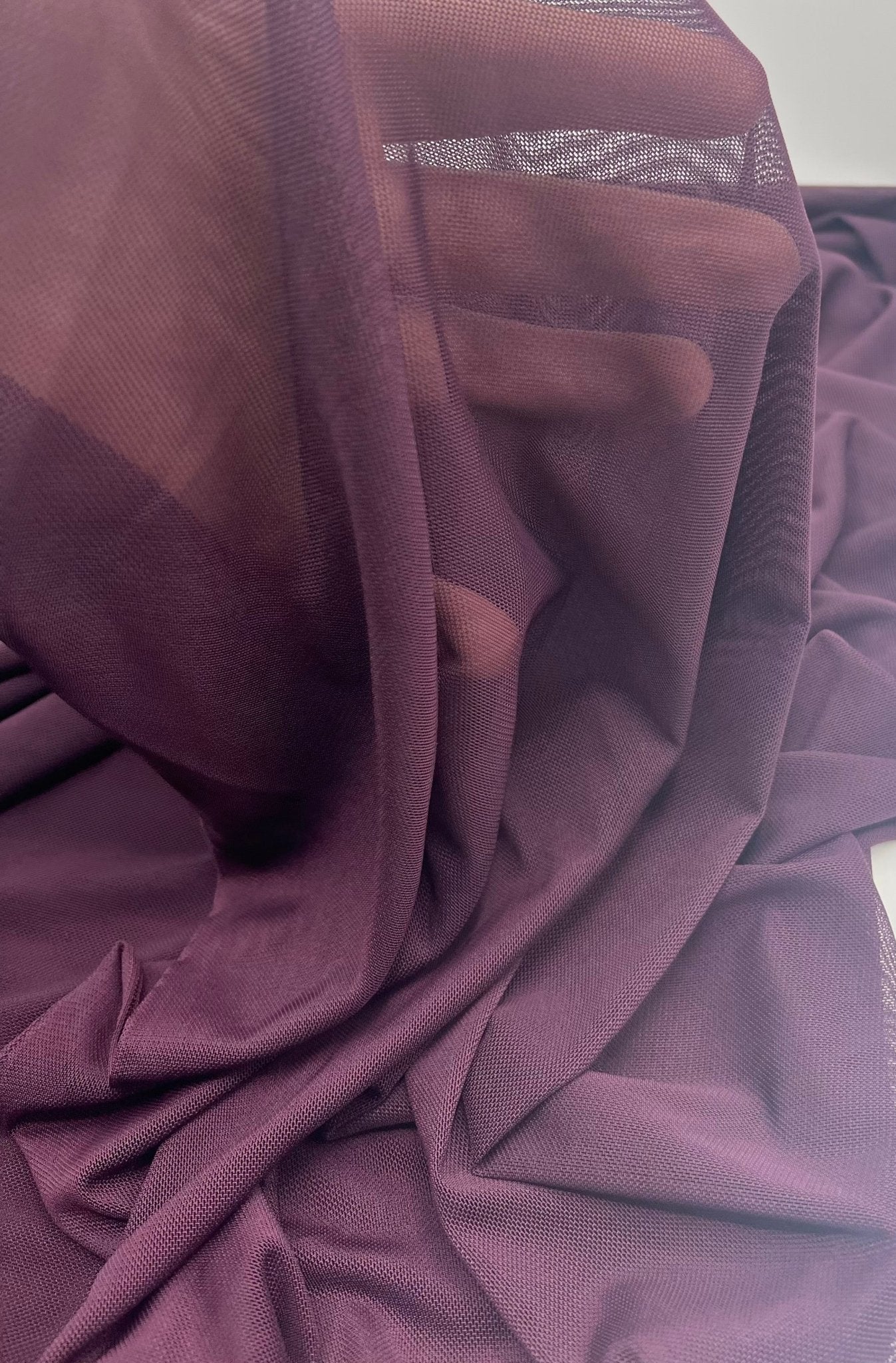 Plain Plum Mesh Fabric Stretch - T9 Fabrics