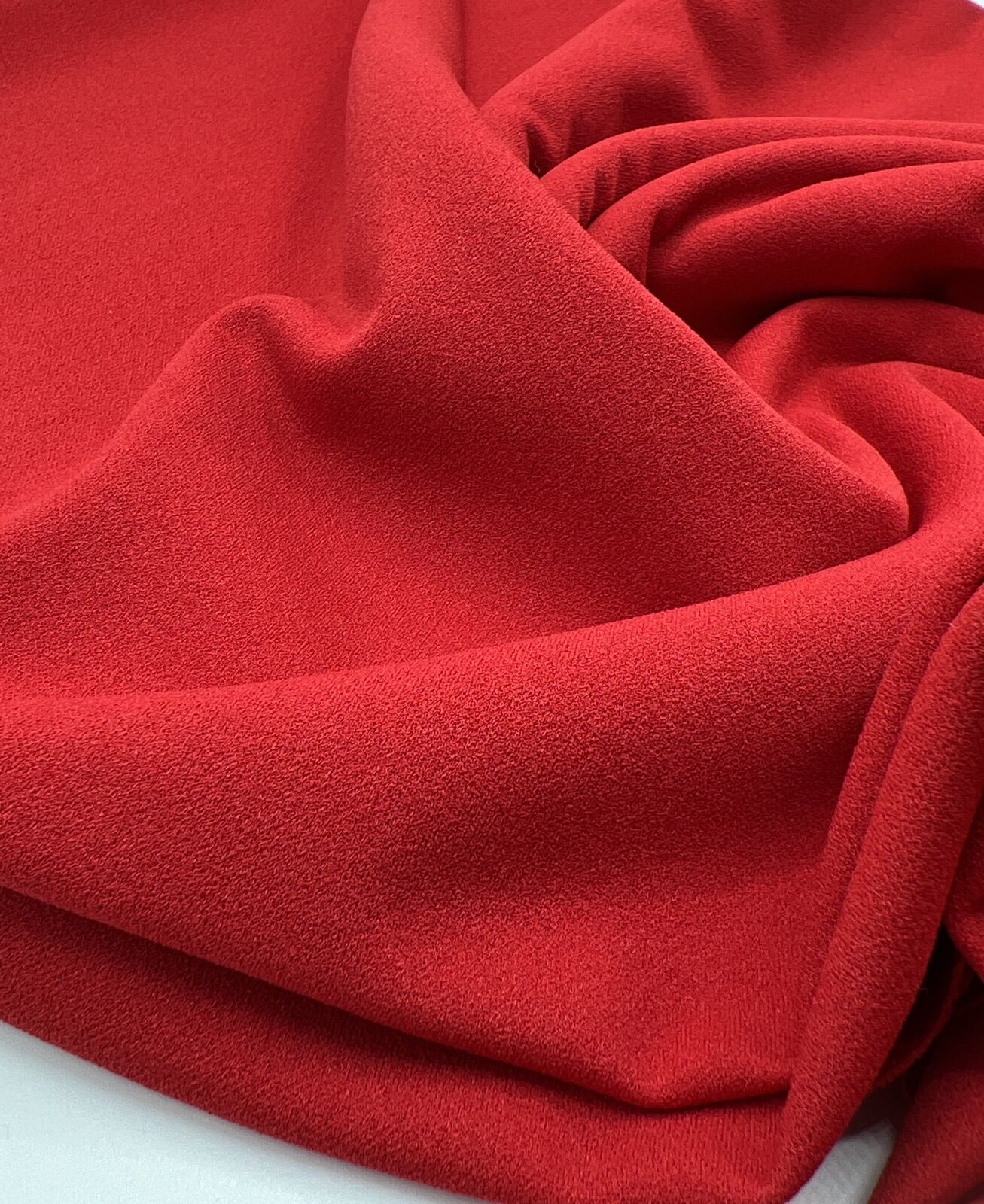 Plain Red Scuba Crepe Stretch Jersey Fabric 4 Way Stretch - T9 Fabrics