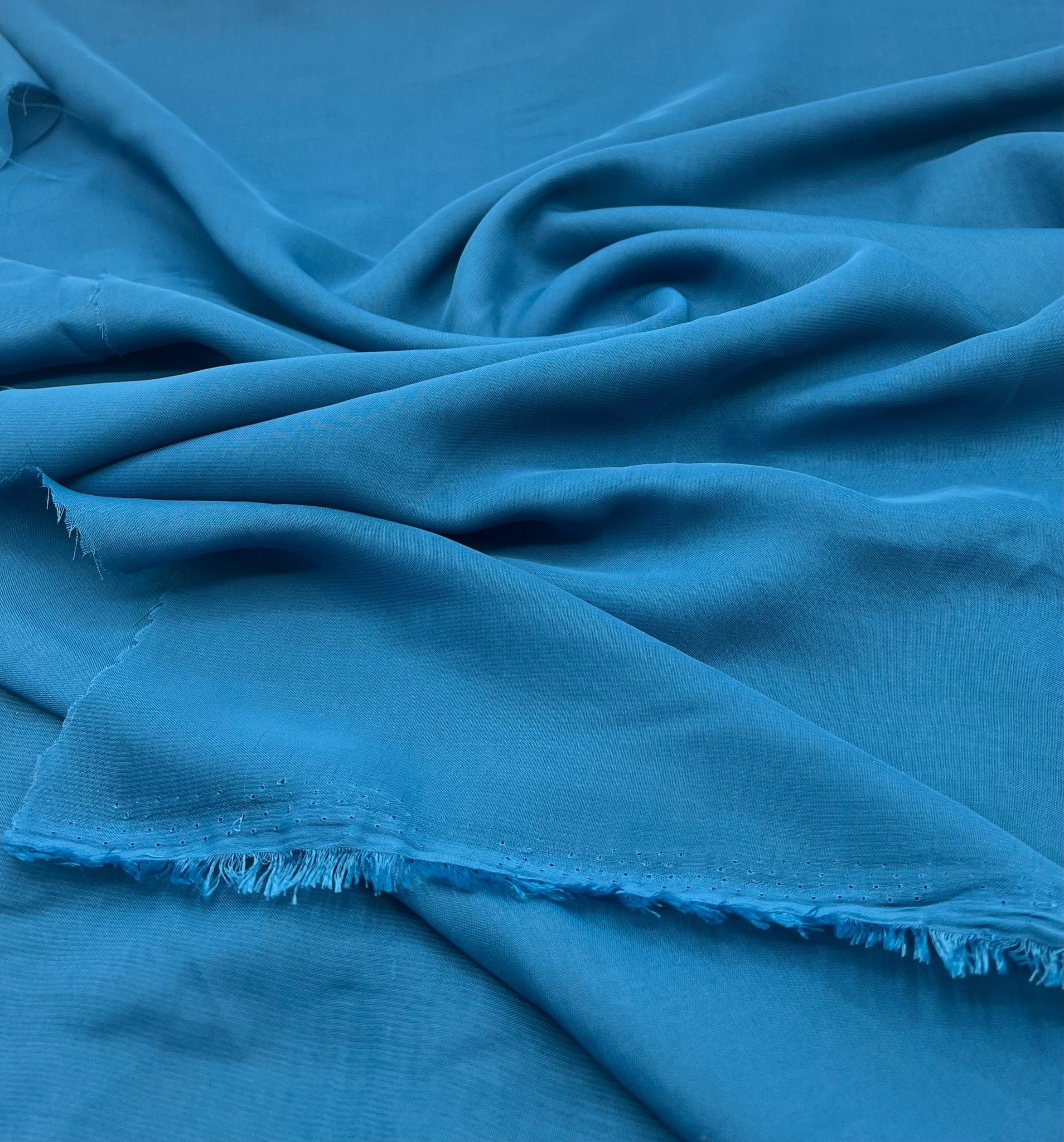 Plain Teal Blue Chiffon Sheer Dress Bridal Fabric - T9 Fabrics