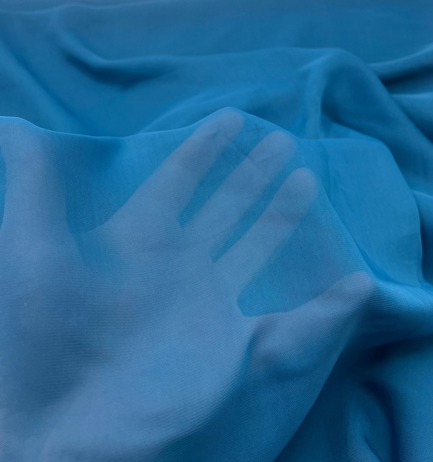 Plain Teal Blue Chiffon Sheer Dress Bridal Fabric - T9 Fabrics