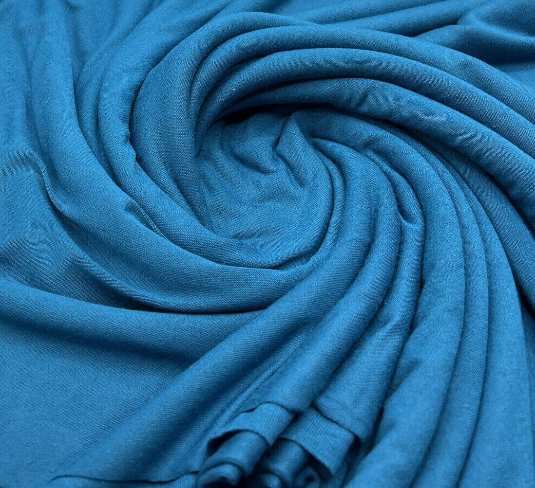 Plain Teal Blue Viscose Elastane Fabric 4 Way Stretch Jersey - T9 Fabrics