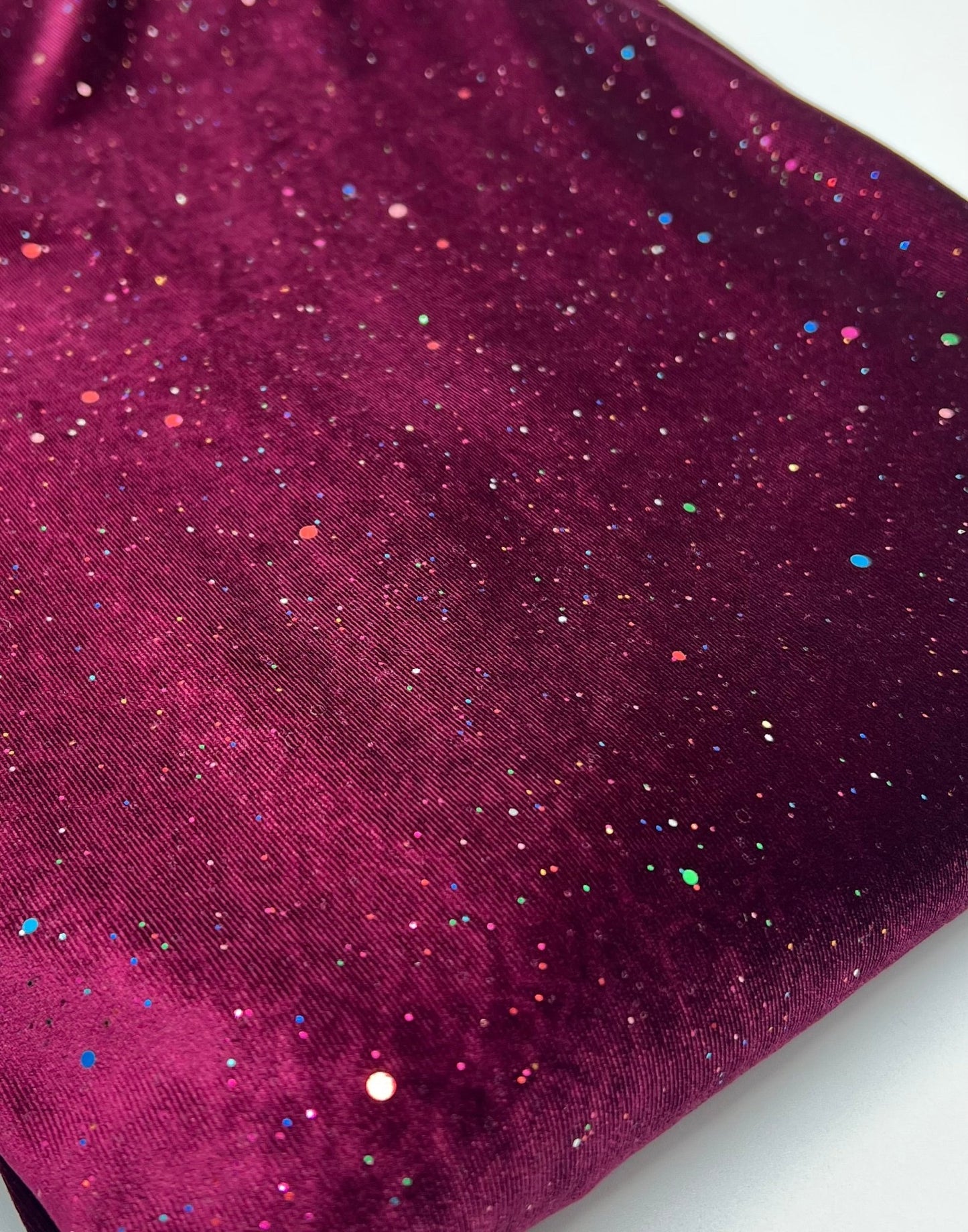 Plain Wine Multi Metallic Sparkle Glitter Velour Stretch Fabric - T9 Fabrics