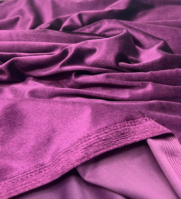 Plum Plain Velour Spandex Stretch Fabric - T9 Fabrics