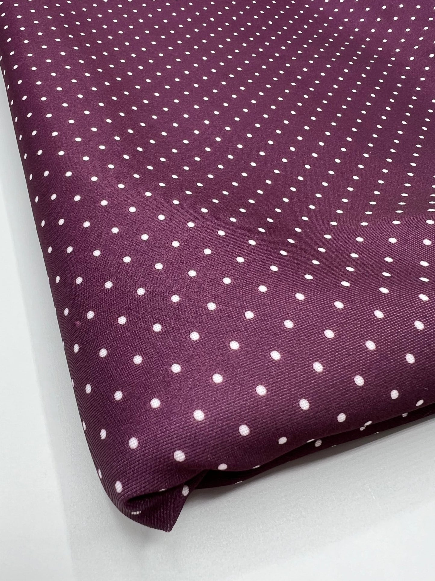 Plum White Small Polka Dot Printed Plain Scuba Fabric - T9 Fabrics