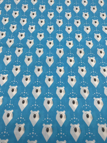 Polar Bear Printed Poly Cotton 90 GSM 80/20 44 Inch Non Stretch - T9 Fabrics