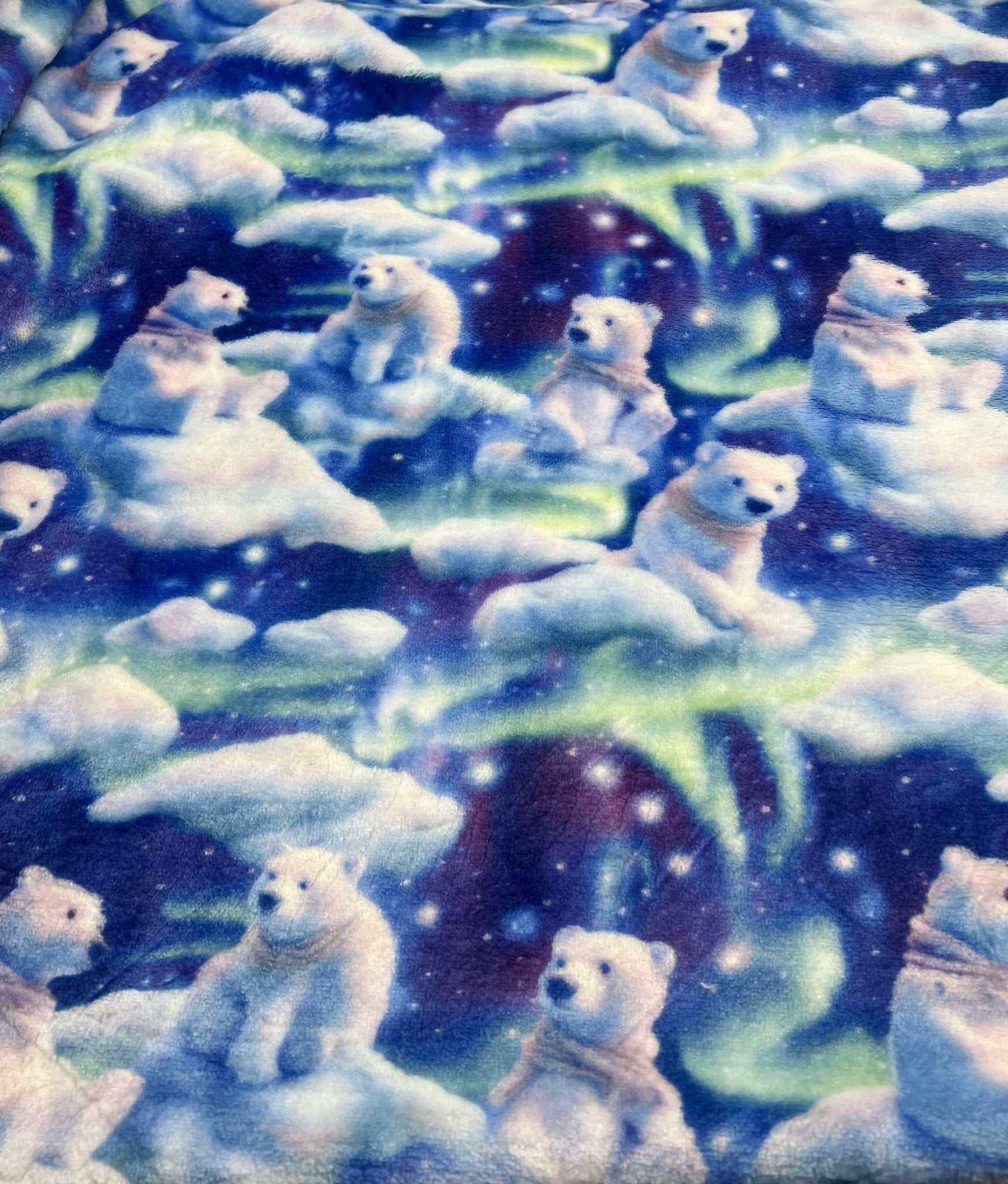 Polar Bears Cuddle Fleece Fabric Blanket Loungewear - T9 Fabrics