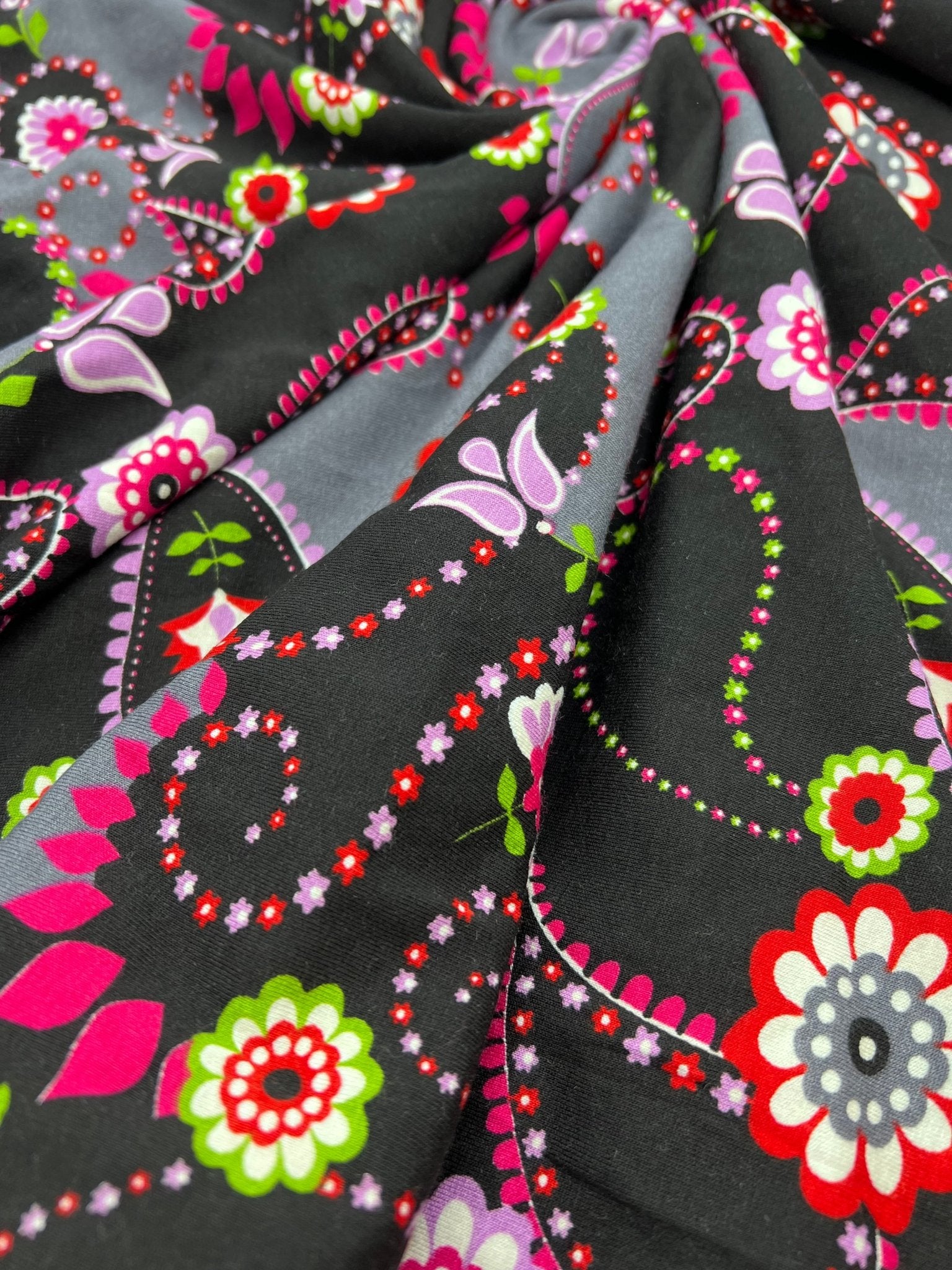 Premium Thick Floral Print Viscose Elastane Fabric - T9 Fabrics