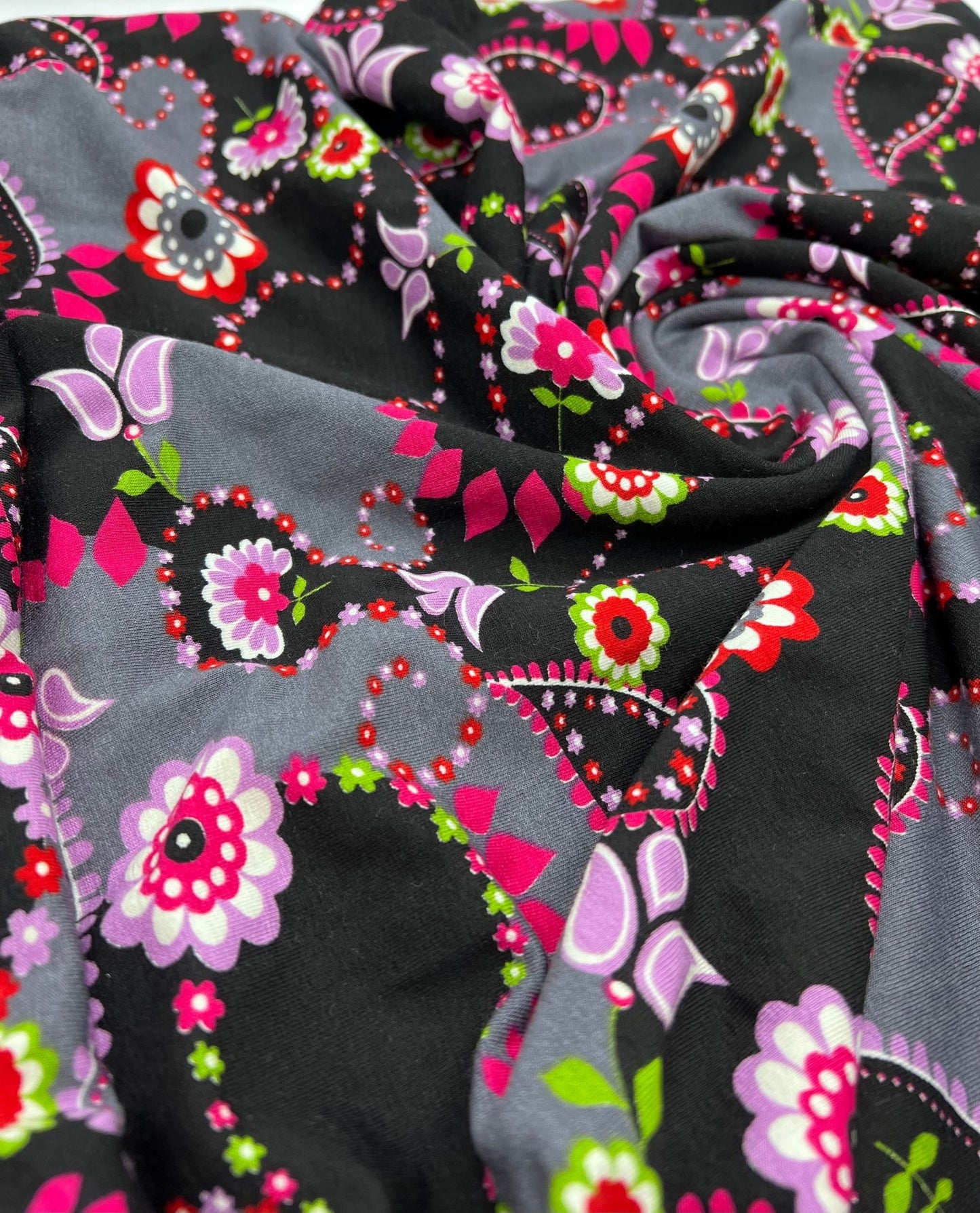 Premium Thick Floral Print Viscose Elastane Fabric - T9 Fabrics