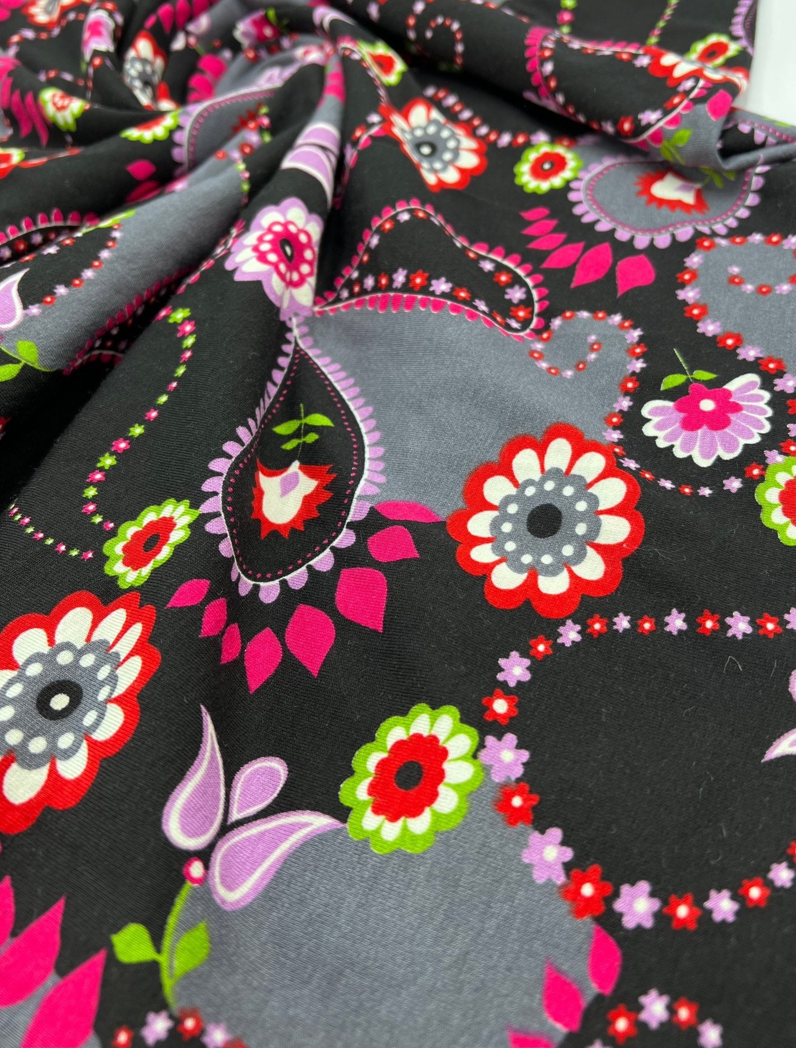 Premium Thick Floral Print Viscose Elastane Fabric - T9 Fabrics