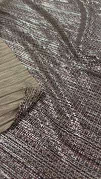 Bronze Silver Metallic Foil Shiny Plisse Pleated Stretch Fabric