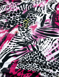 Purple Animal Mix Print Soft Touch 4 Way Stretch Fabric - T9 Fabrics