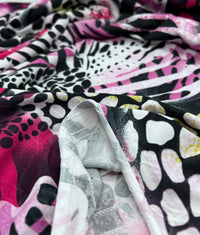 Purple Animal Mix Print Soft Touch 4 Way Stretch Fabric - T9 Fabrics