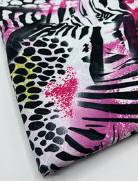 Purple Animal Mix Print Soft Touch 4 Way Stretch Fabric - T9 Fabrics