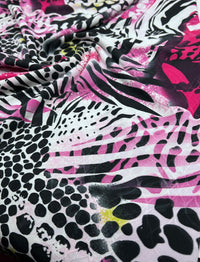 Purple Animal Mix Print Soft Touch 4 Way Stretch Fabric - T9 Fabrics
