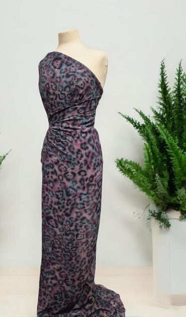 Purple Animal Mix Printed Chiffon Dress Fabric - T9 Fabrics
