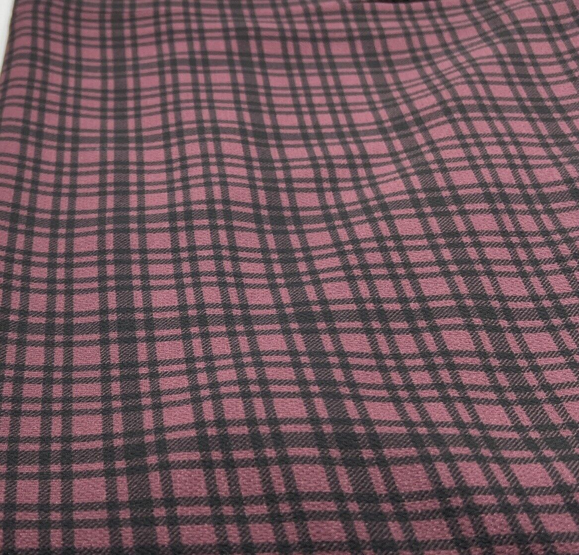 Purple Black Check Print Bubble Crepe Fabric - T9 Fabrics