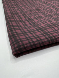 Purple Black Check Print Bubble Crepe Fabric - T9 Fabrics