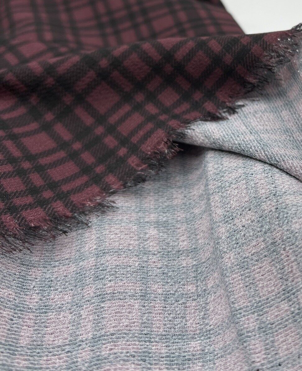 Purple Black Check Print Bubble Crepe Fabric - T9 Fabrics