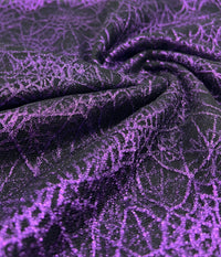 Purple Black Cobweb Halloween Print Mesh Fabric Stretch - T9 Fabrics