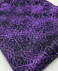 Purple Black Cobweb Halloween Print Mesh Fabric Stretch - T9 Fabrics