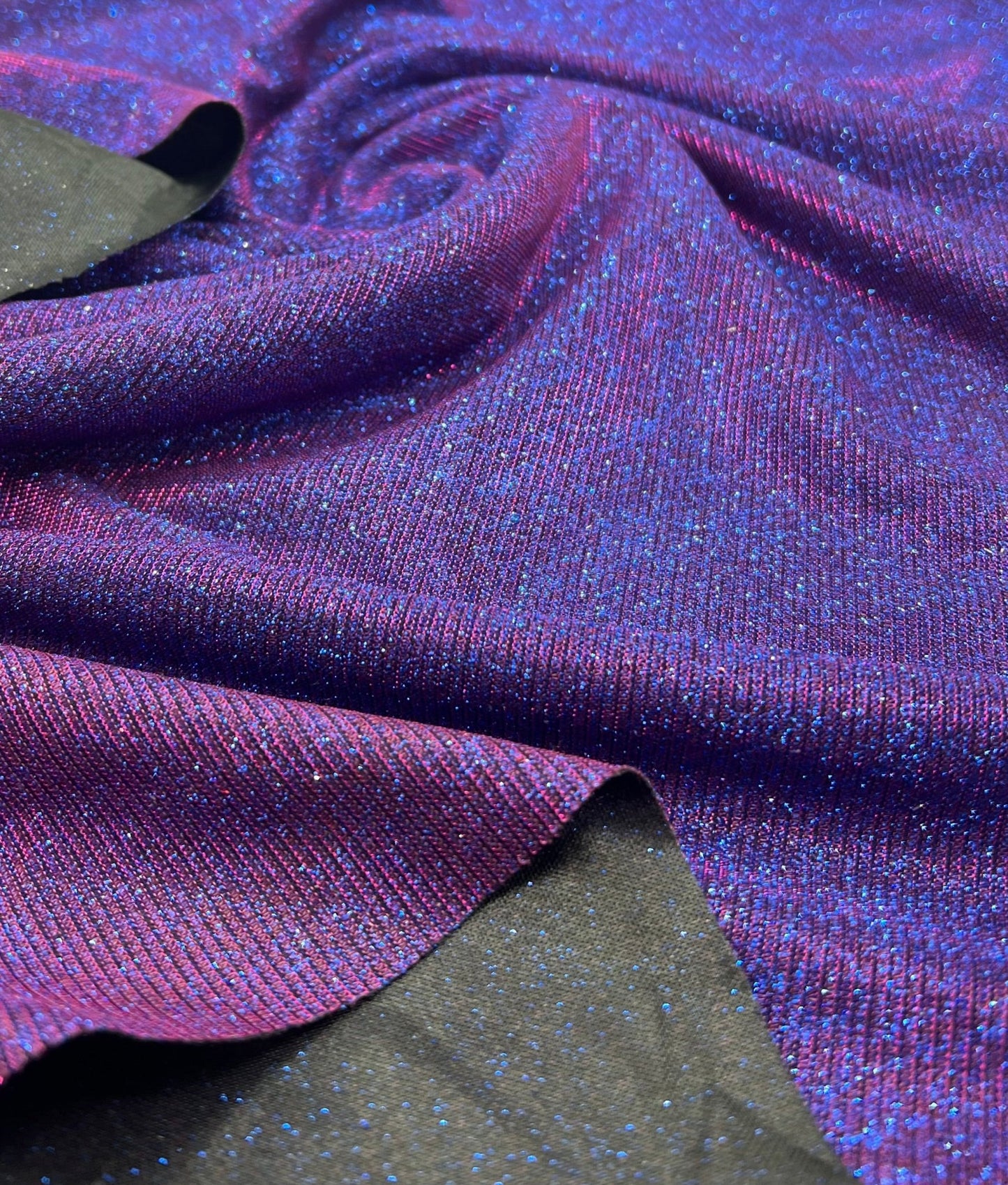 Purple Blue 2 Tone Glitter Detail Sparkle Metallic Stretch Knit Fabric - T9 Fabrics