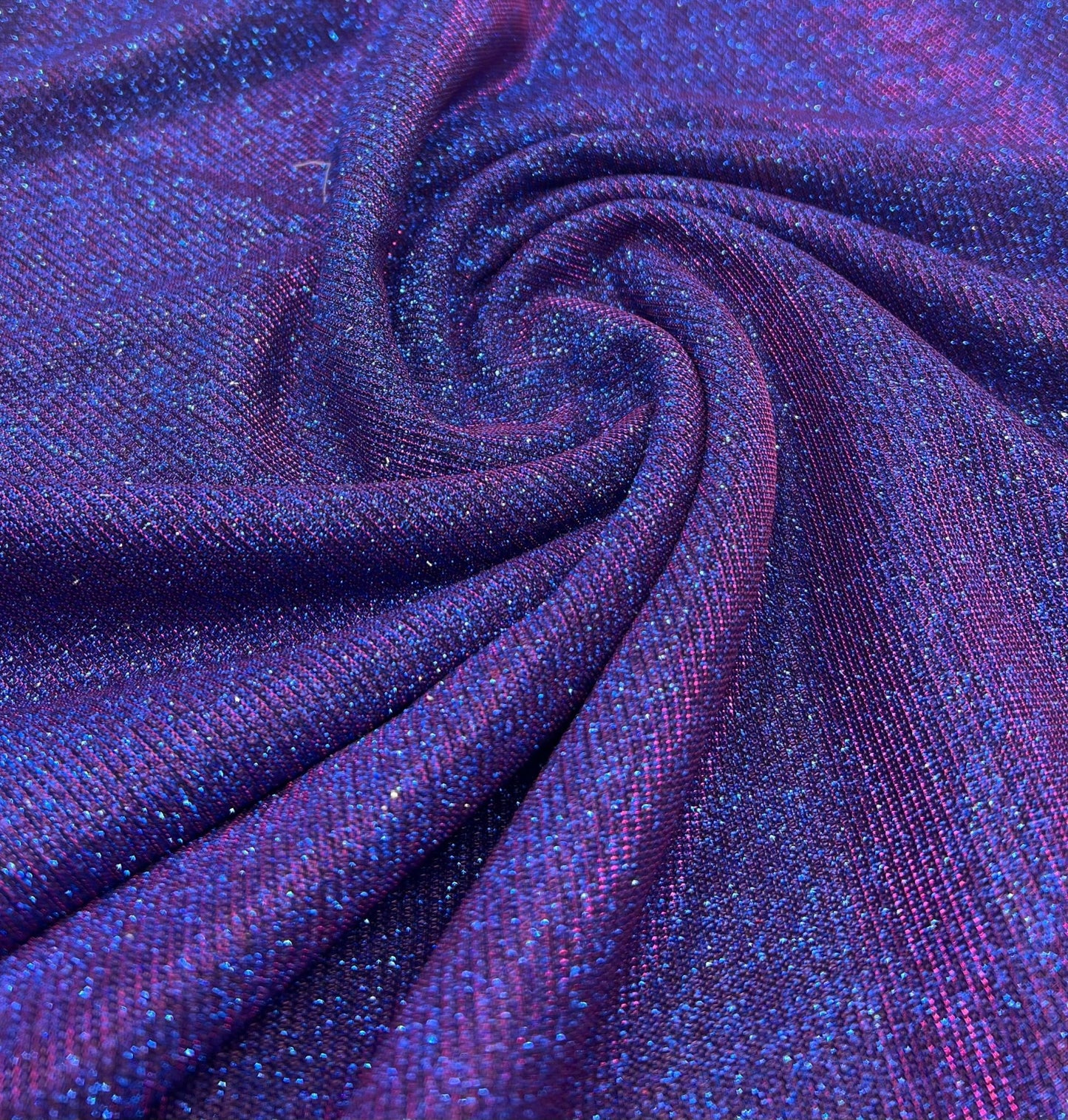 Purple Blue 2 Tone Glitter Detail Sparkle Metallic Stretch Knit Fabric - T9 Fabrics