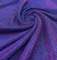 Purple Blue 2 Tone Glitter Detail Sparkle Metallic Stretch Knit Fabric - T9 Fabrics