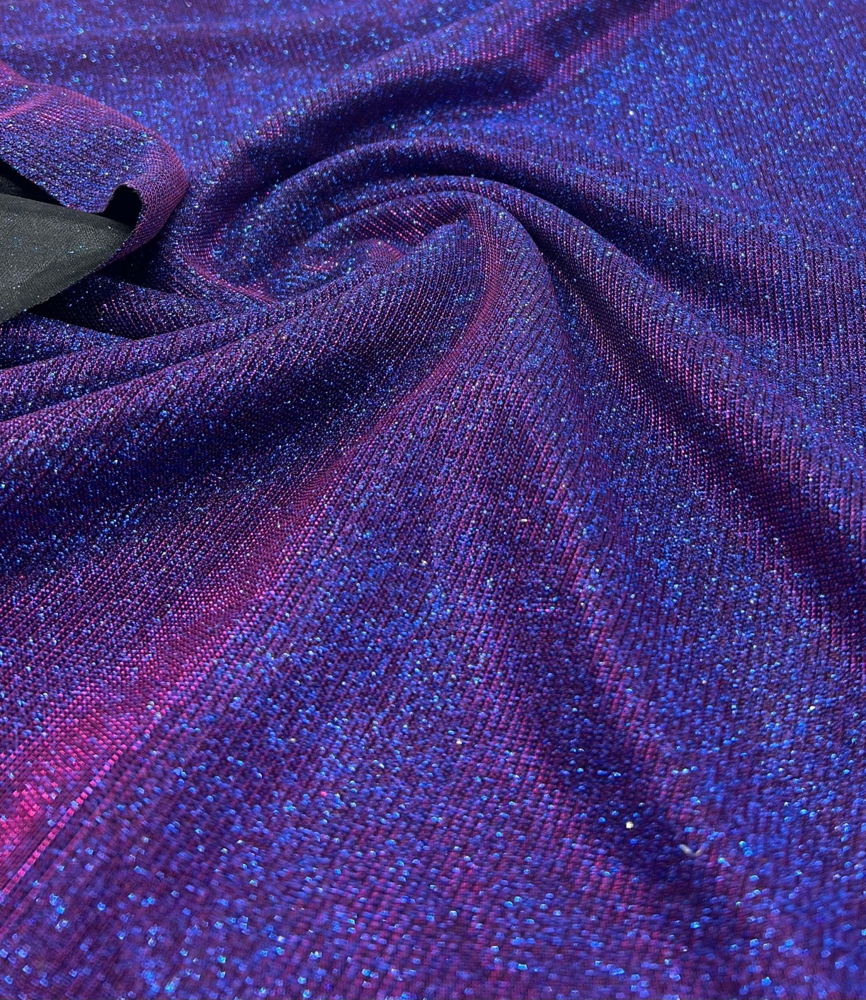 Purple Blue 2 Tone Glitter Detail Sparkle Metallic Stretch Knit Fabric - T9 Fabrics