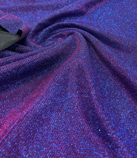 Purple Blue 2 Tone Glitter Detail Sparkle Metallic Stretch Knit Fabric - T9 Fabrics