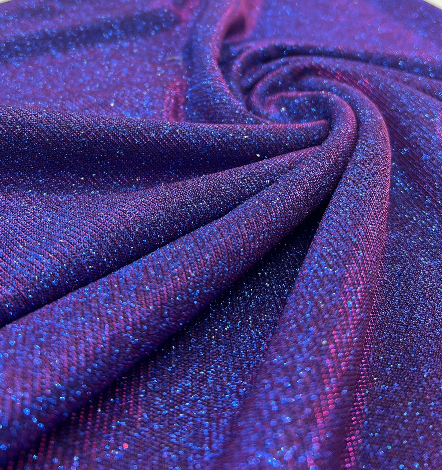 Purple Blue 2 Tone Glitter Detail Sparkle Metallic Stretch Knit Fabric - T9 Fabrics