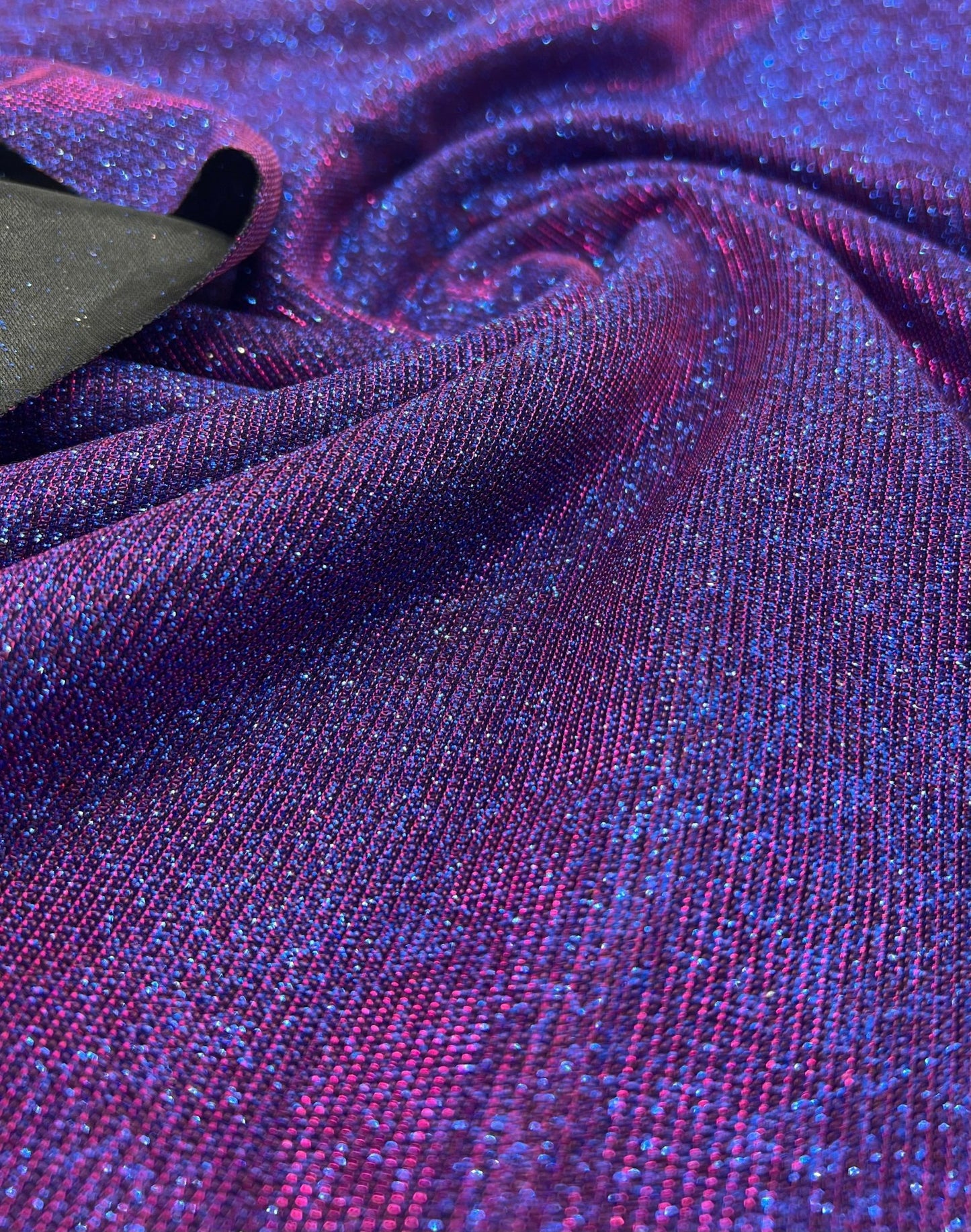 Purple Blue 2 Tone Glitter Detail Sparkle Metallic Stretch Knit Fabric - T9 Fabrics