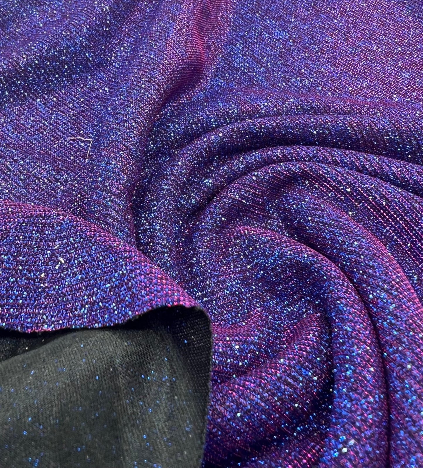 Purple Blue 2 Tone Glitter Detail Sparkle Metallic Stretch Knit Fabric - T9 Fabrics