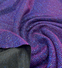 Purple Blue 2 Tone Glitter Detail Sparkle Metallic Stretch Knit Fabric - T9 Fabrics