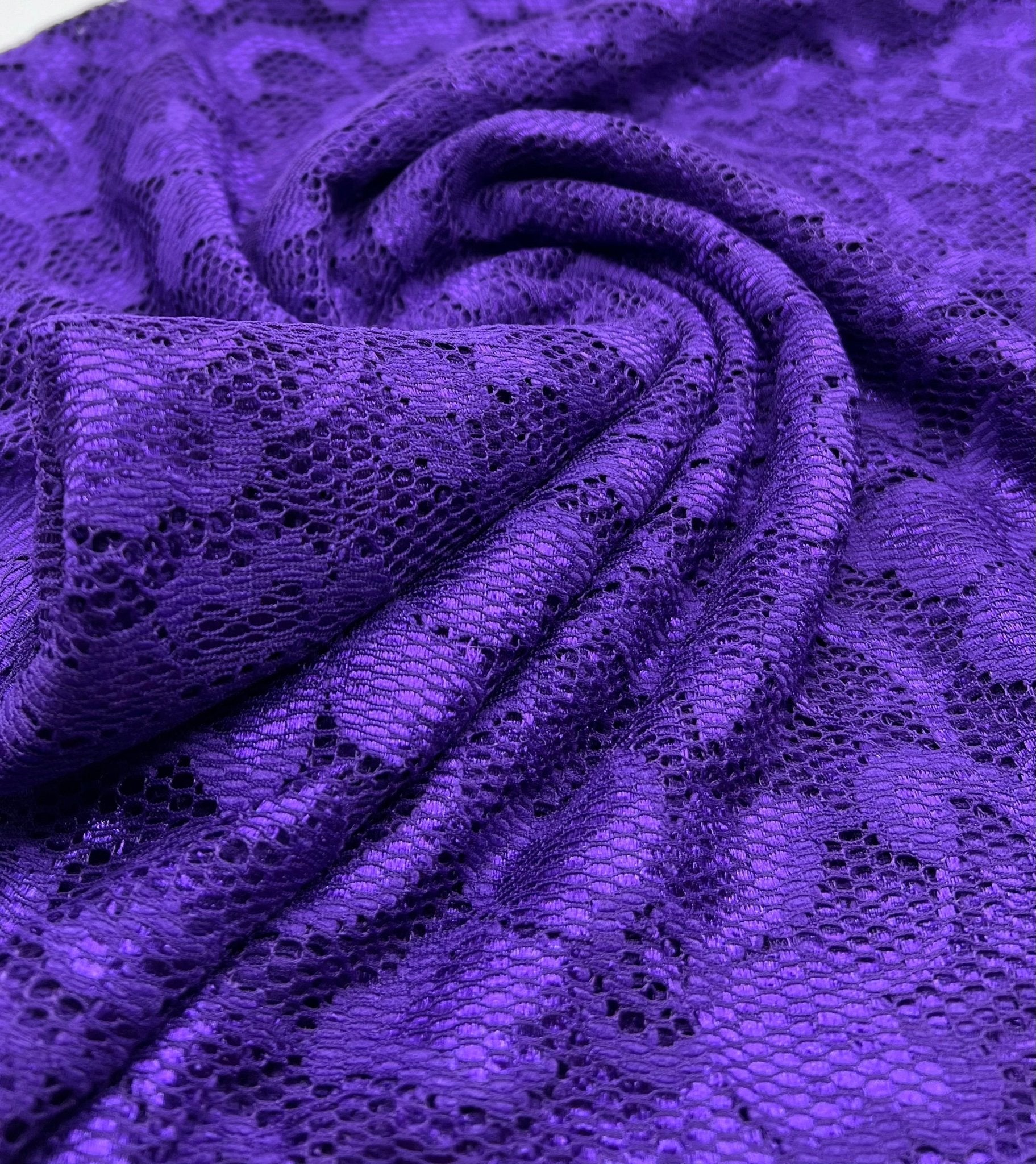 Purple Floral Lace Fabric Stretch - T9 Fabrics