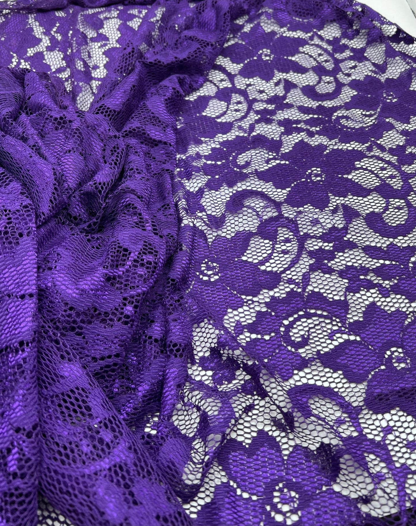 Purple Floral Lace Fabric Stretch - T9 Fabrics