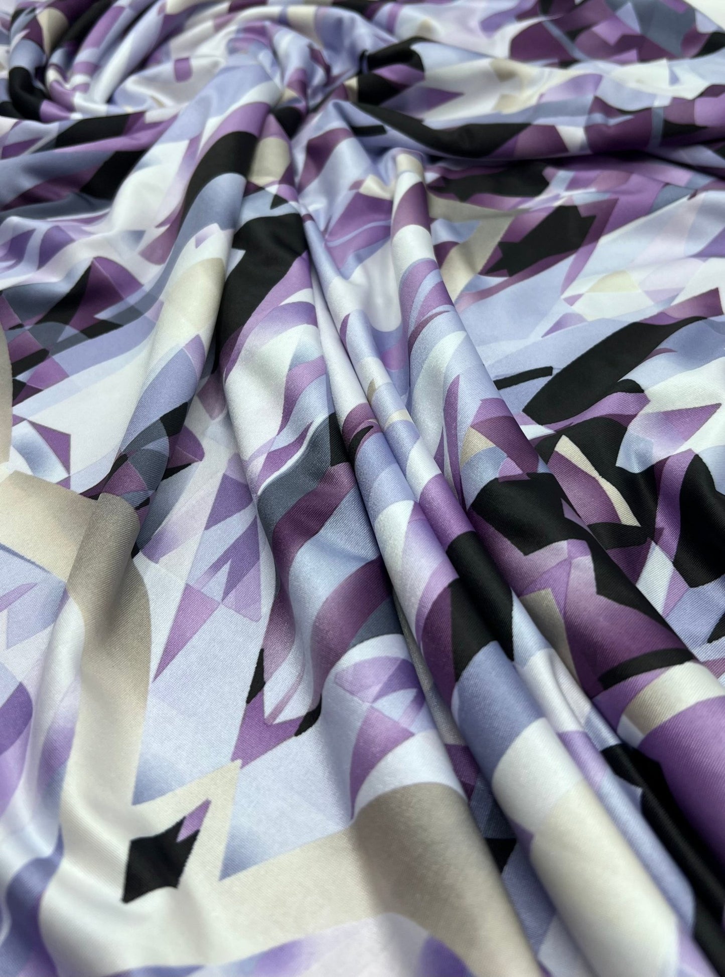 Purple Geo Print Soft Touch Stretch Fabric - T9 Fabrics