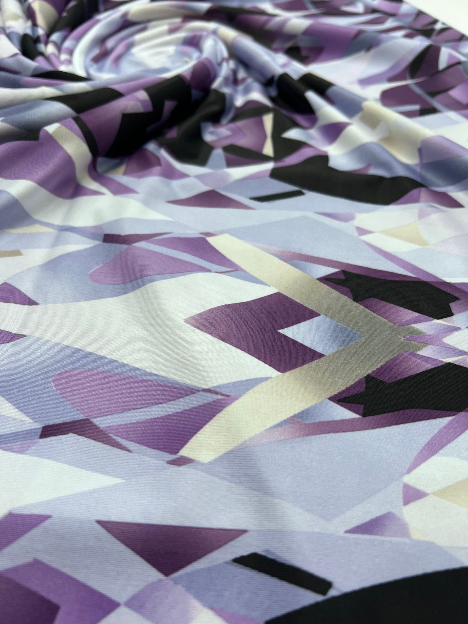 Purple Geo Print Soft Touch Stretch Fabric - T9 Fabrics