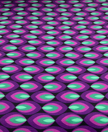 Purple Green Drop Print Lightweight Bubble Crepe Fabric - T9 Fabrics