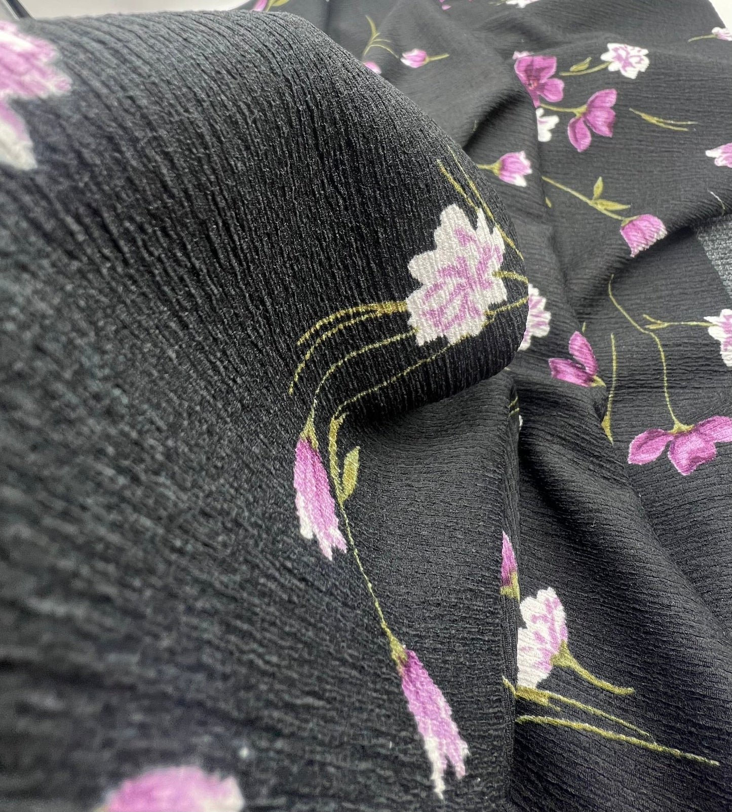 Purple Green Floral Tree Bark Stretch Dress Craft Fabric - T9 Fabrics