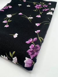 Purple Green Floral Tree Bark Stretch Dress Craft Fabric - T9 Fabrics