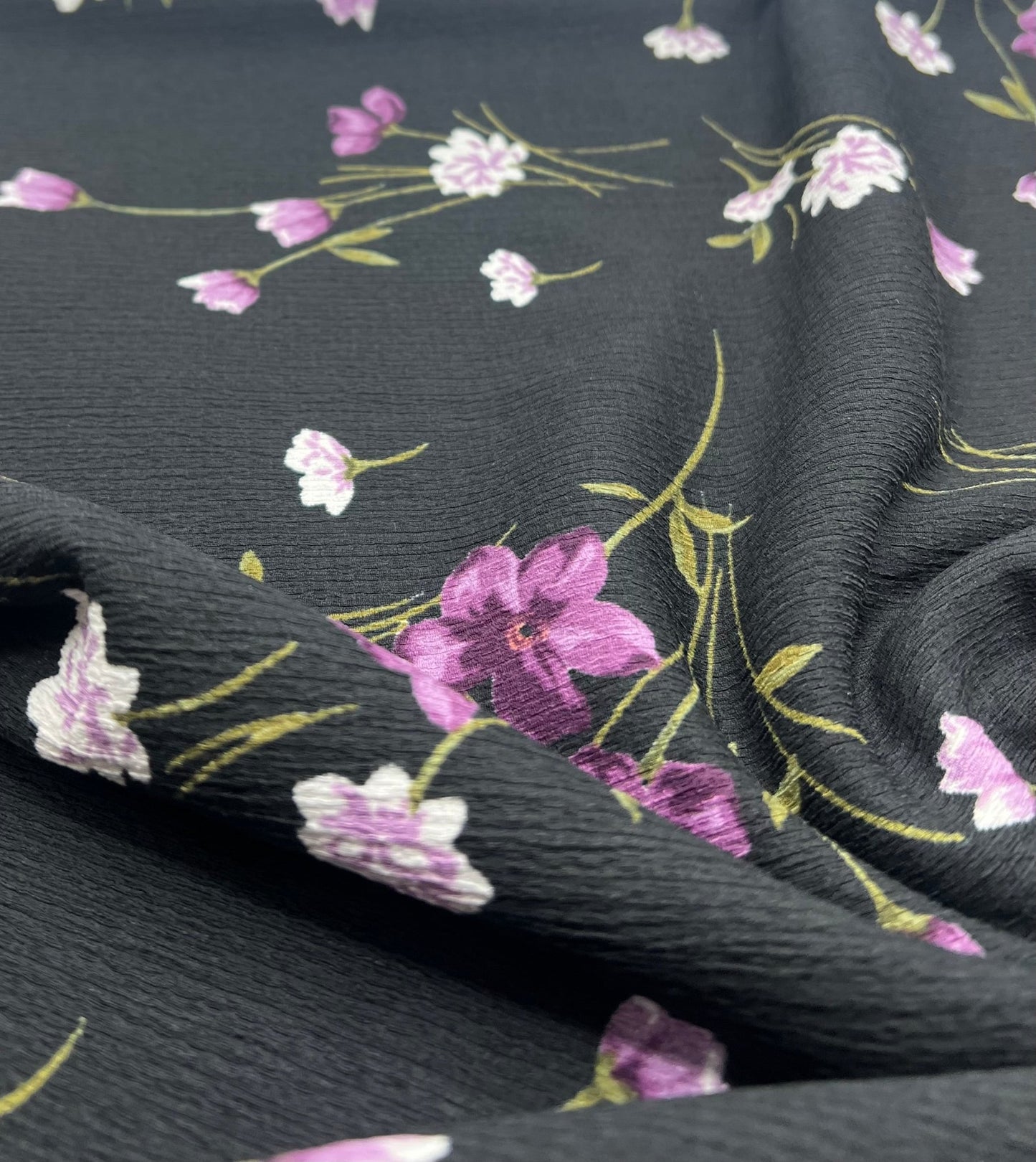 Purple Green Floral Tree Bark Stretch Dress Craft Fabric - T9 Fabrics