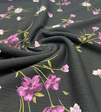 Purple Green Floral Tree Bark Stretch Dress Craft Fabric - T9 Fabrics