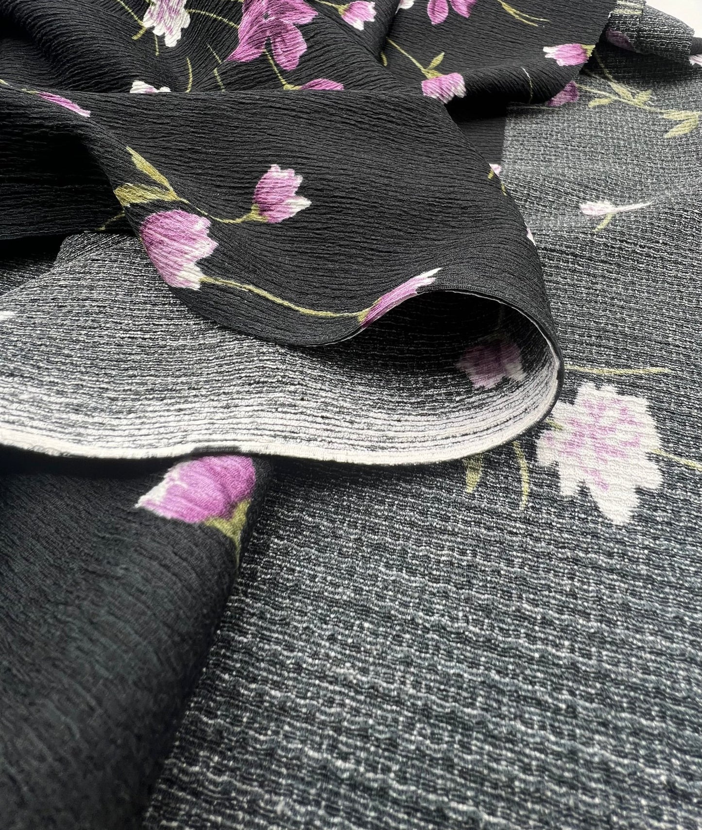 Purple Green Floral Tree Bark Stretch Dress Craft Fabric - T9 Fabrics