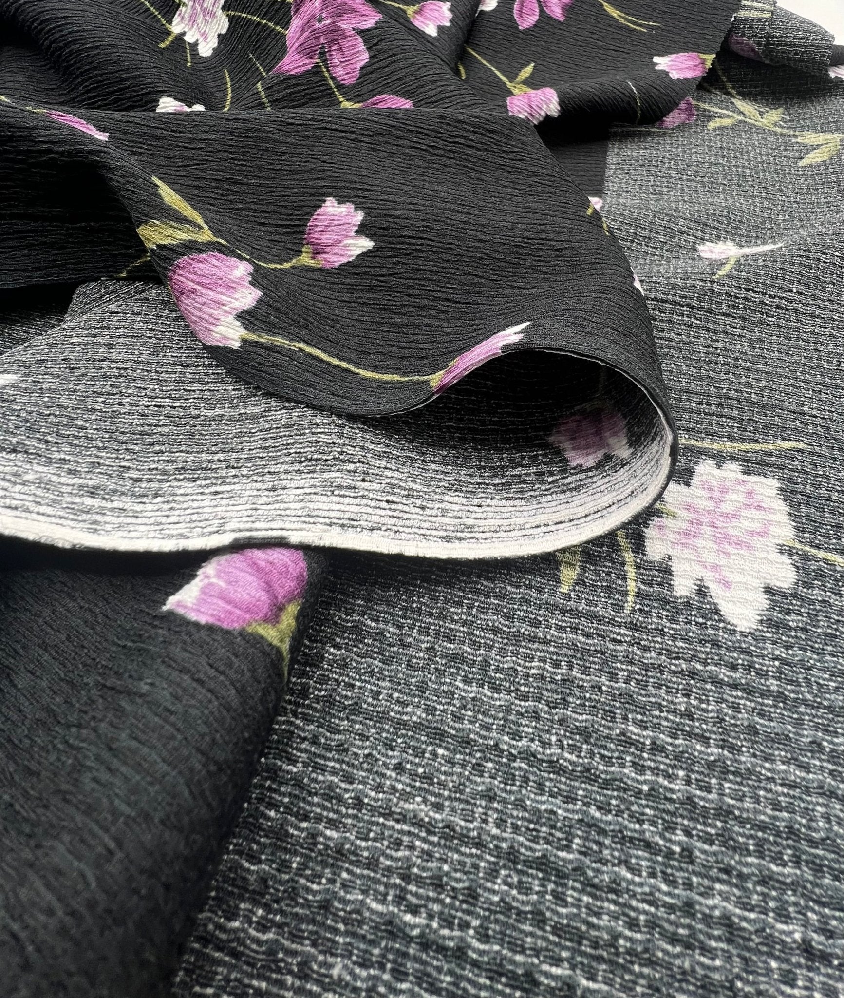 Purple Green Floral Tree Bark Stretch Dress Craft Fabric - T9 Fabrics