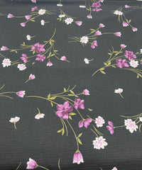 Purple Green Floral Tree Bark Stretch Dress Craft Fabric - T9 Fabrics
