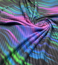 Purple Green Mix Plisse Pleated Stretch Fabric - T9 Fabrics