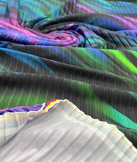 Purple Green Mix Plisse Pleated Stretch Fabric - T9 Fabrics