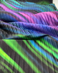 Purple Green Mix Plisse Pleated Stretch Fabric - T9 Fabrics